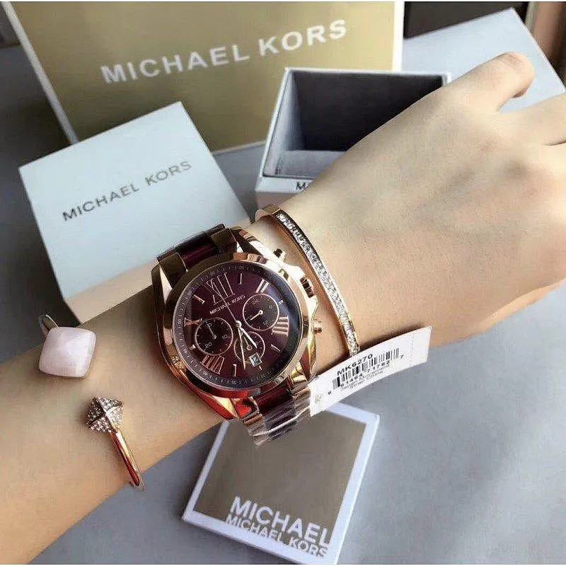 Michael Kors Bradshaw Burgundy Dial Ladies Watch- MK6270